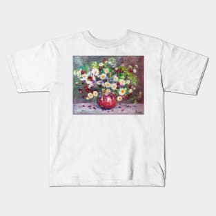 Bouquet of Forest Flowers in a Red Vase Kids T-Shirt